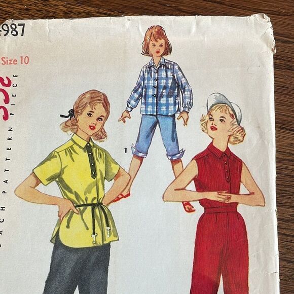 Vtg 1954 Simplicity Girl’s shirt & pedal pushers sewing pattern - Picture 2 of 4